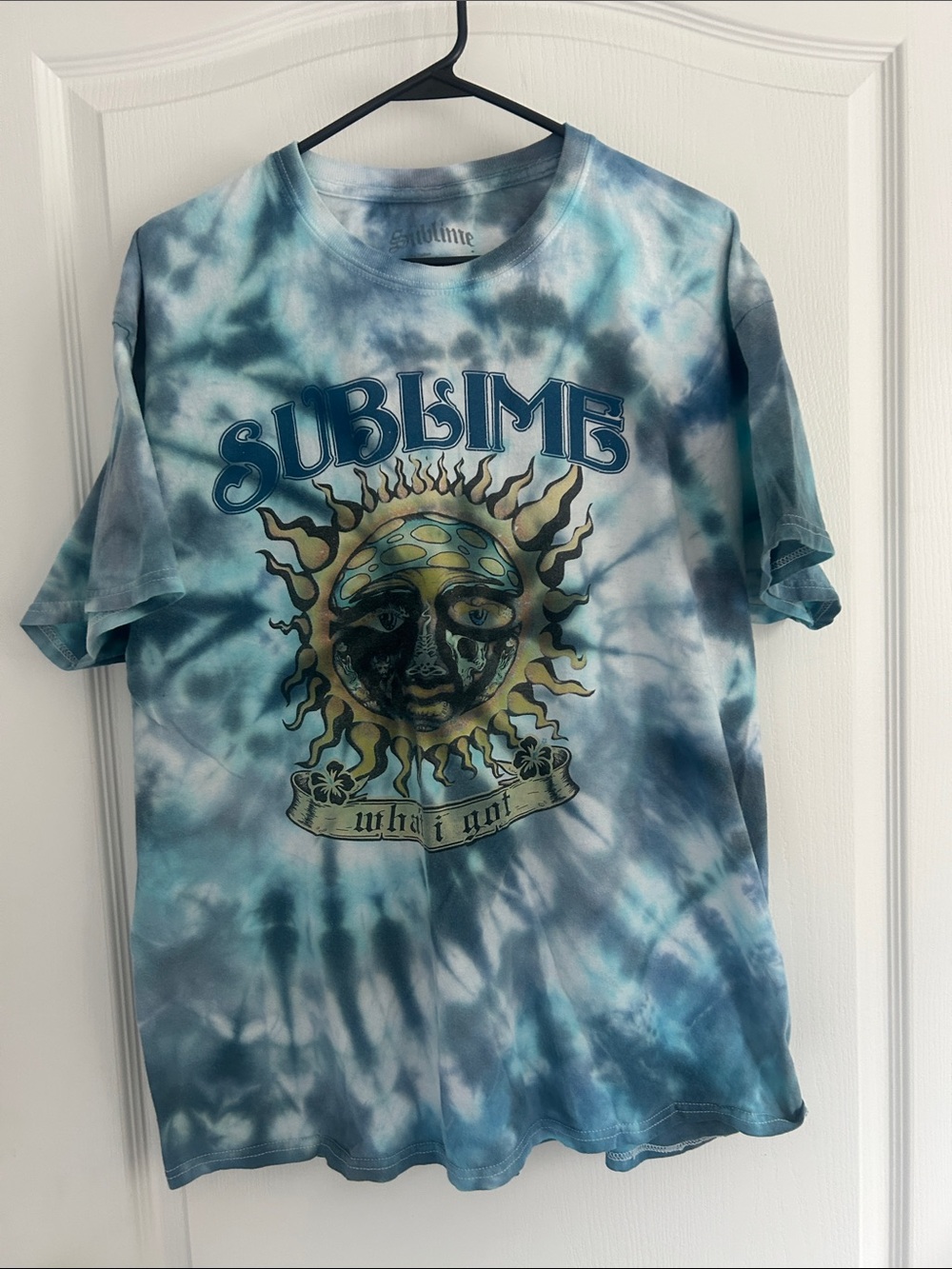 Vtg Sublime what I got  Tie-Dye Band Tee Sun Graphic - Blue & White xl